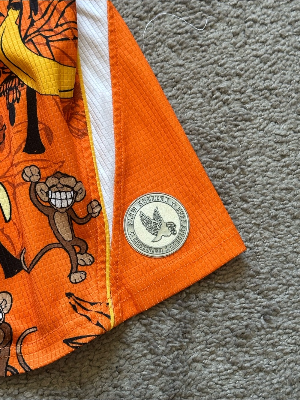 Youth XL Flow Society Orange Monkey Banana Print Athletic Shorts - Picture 3 of 6